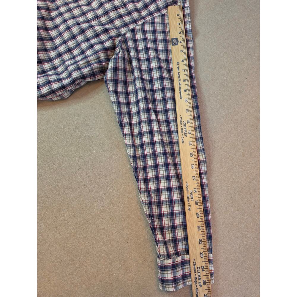 LL Bean Blue White Red Plaid Double-Pocket Long-Sleeve Button-Up Sz 2XLT - Picture 7 of 9
